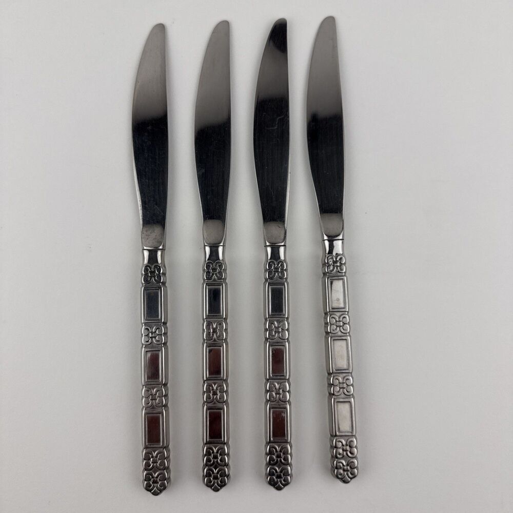 Oneida Community MADRID No Black Accent Stainless Dinner Knife Flatware Lot Of 4